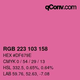 Color code: RGB 223 103 158 | qconv.com