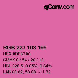 カラーコード: RGB 223 103 166 | qconv.com