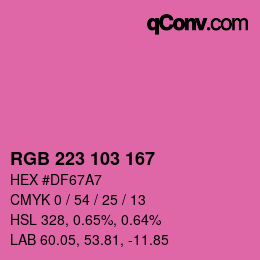 Color code: RGB 223 103 167 | qconv.com