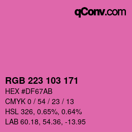 Color code: RGB 223 103 171 | qconv.com