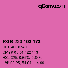 Color code: RGB 223 103 173 | qconv.com