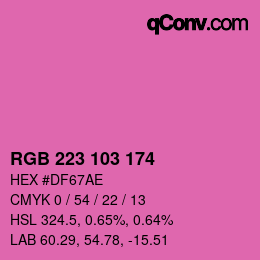 カラーコード: RGB 223 103 174 | qconv.com
