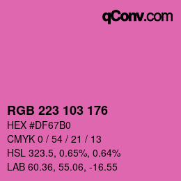 Color code: RGB 223 103 176 | qconv.com