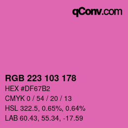 カラーコード: RGB 223 103 178 | qconv.com