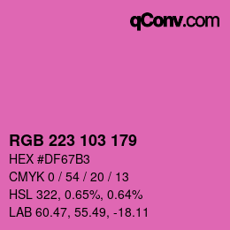 Color code: RGB 223 103 179 | qconv.com