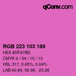 Color code: RGB 223 103 189 | qconv.com