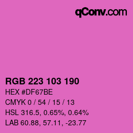 Color code: RGB 223 103 190 | qconv.com