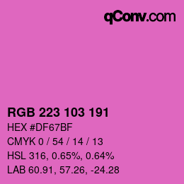 Color code: RGB 223 103 191 | qconv.com