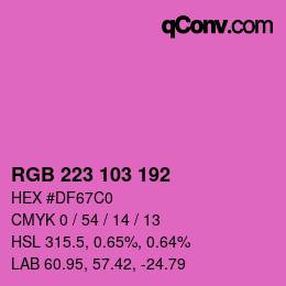 カラーコード: RGB 223 103 192 | qconv.com