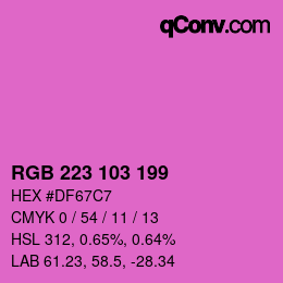 カラーコード: RGB 223 103 199 | qconv.com