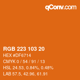 Color code: RGB 223 103 20 | qconv.com