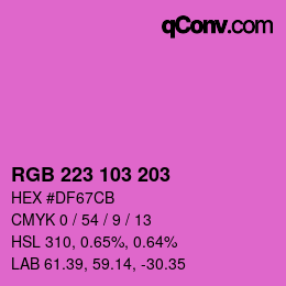 Color code: RGB 223 103 203 | qconv.com