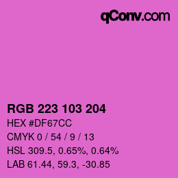 カラーコード: RGB 223 103 204 | qconv.com