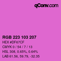 Color code: RGB 223 103 207 | qconv.com