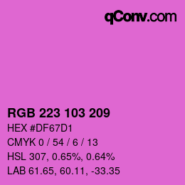 カラーコード: RGB 223 103 209 | qconv.com