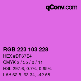 Color code: RGB 223 103 228 | qconv.com