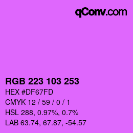 カラーコード: RGB 223 103 253 | qconv.com
