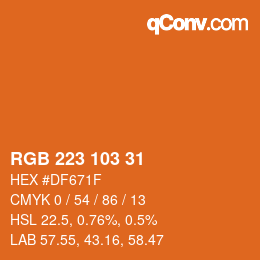 Color code: RGB 223 103 31 | qconv.com