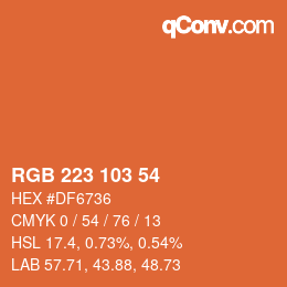 カラーコード: RGB 223 103 54 | qconv.com