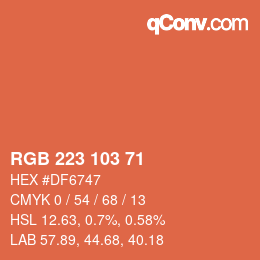 Color code: RGB 223 103 71 | qconv.com