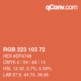 カラーコード: RGB 223 103 72 | qconv.com