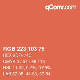 カラーコード: RGB 223 103 76 | qconv.com