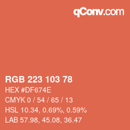 カラーコード: RGB 223 103 78 | qconv.com