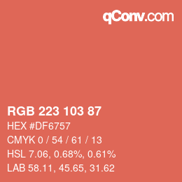 Color code: RGB 223 103 87 | qconv.com