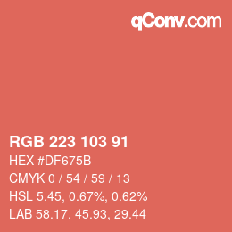 Color code: RGB 223 103 91 | qconv.com