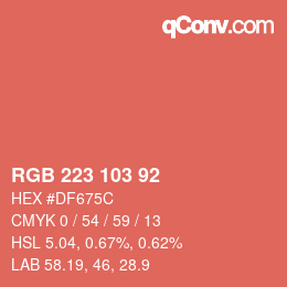 カラーコード: RGB 223 103 92 | qconv.com