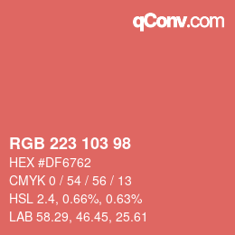 Color code: RGB 223 103 98 | qconv.com