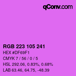 Color code: RGB 223 105 241 | qconv.com