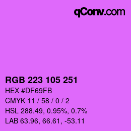 Color code: RGB 223 105 251 | qconv.com
