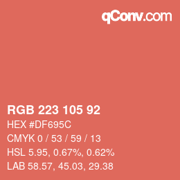 Color code: RGB 223 105 92 | qconv.com