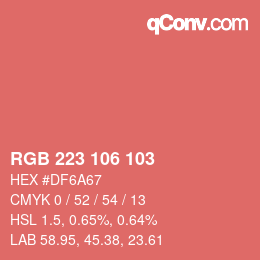 Color code: RGB 223 106 103 | qconv.com