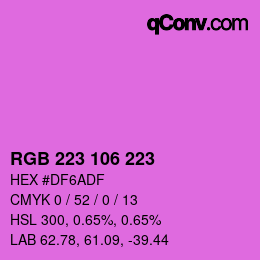 Color code: RGB 223 106 223 | qconv.com