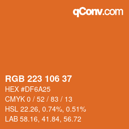 Código de color: RGB 223 106 37 | qconv.com