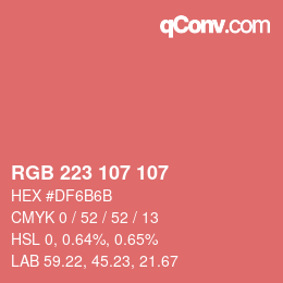 Color code: RGB 223 107 107 | qconv.com