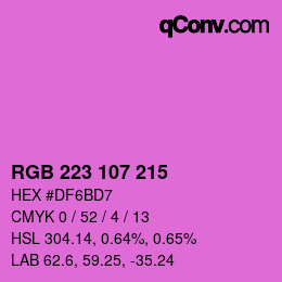 Color code: RGB 223 107 215 | qconv.com