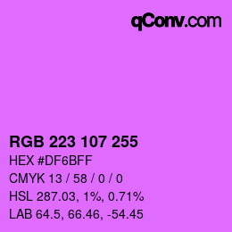 Color code: RGB 223 107 255 | qconv.com