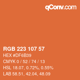 Color code: RGB 223 107 57 | qconv.com