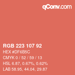 Color code: RGB 223 107 92 | qconv.com