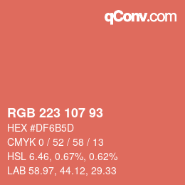 Código de color: RGB 223 107 93 | qconv.com