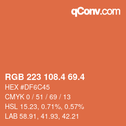 カラーコード: RGB 223 108.4 69.4 | qconv.com