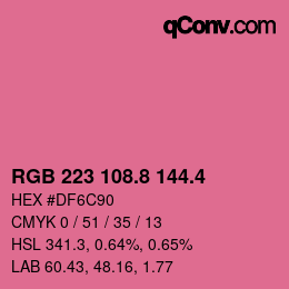 カラーコード: RGB 223 108.8 144.4 | qconv.com