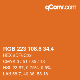 カラーコード: RGB 223 108.8 34.4 | qconv.com