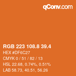 カラーコード: RGB 223 108.8 39.4 | qconv.com