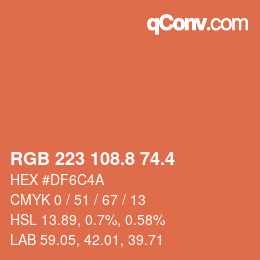 カラーコード: RGB 223 108.8 74.4 | qconv.com