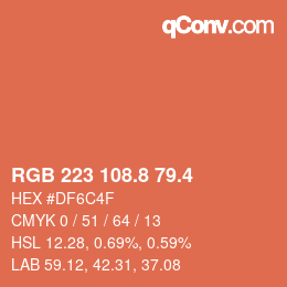 カラーコード: RGB 223 108.8 79.4 | qconv.com