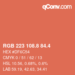 カラーコード: RGB 223 108.8 84.4 | qconv.com